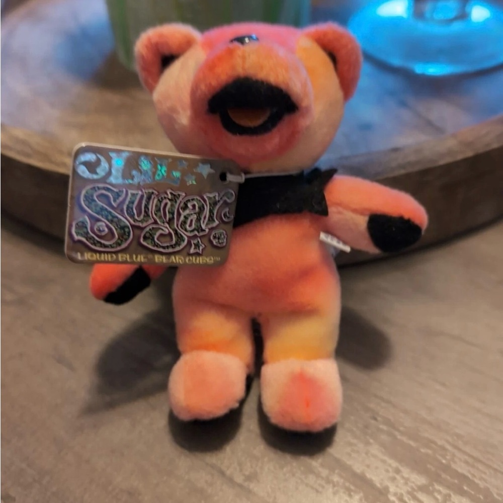 Grateful Dead Liquid Blue “lil Sugar” Plush beanie Bear - Orange and Black